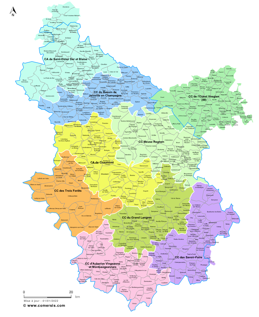 carte des intercommunalités de la Haute-Marne
