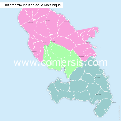 Carte des intercommunalités de la Martinique avec communes