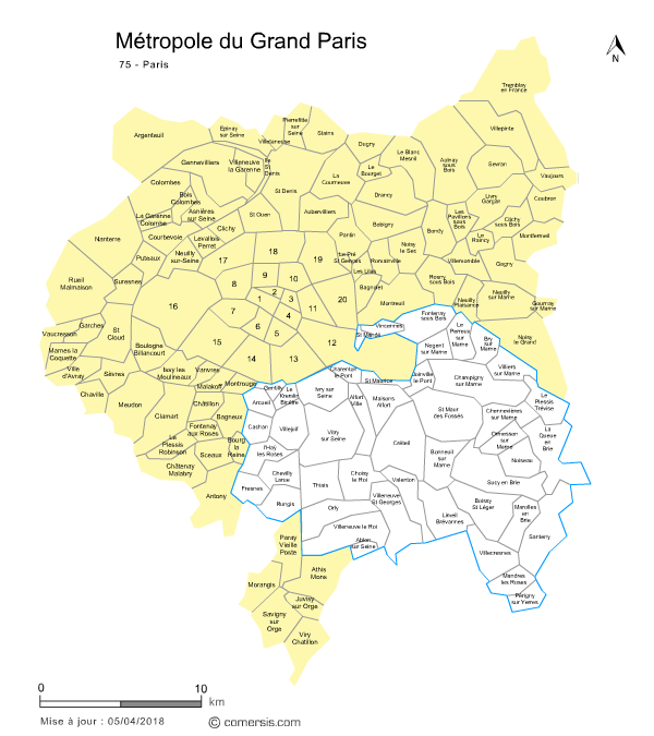 Carte des intercommunalités du Val-de-Marne avec communes