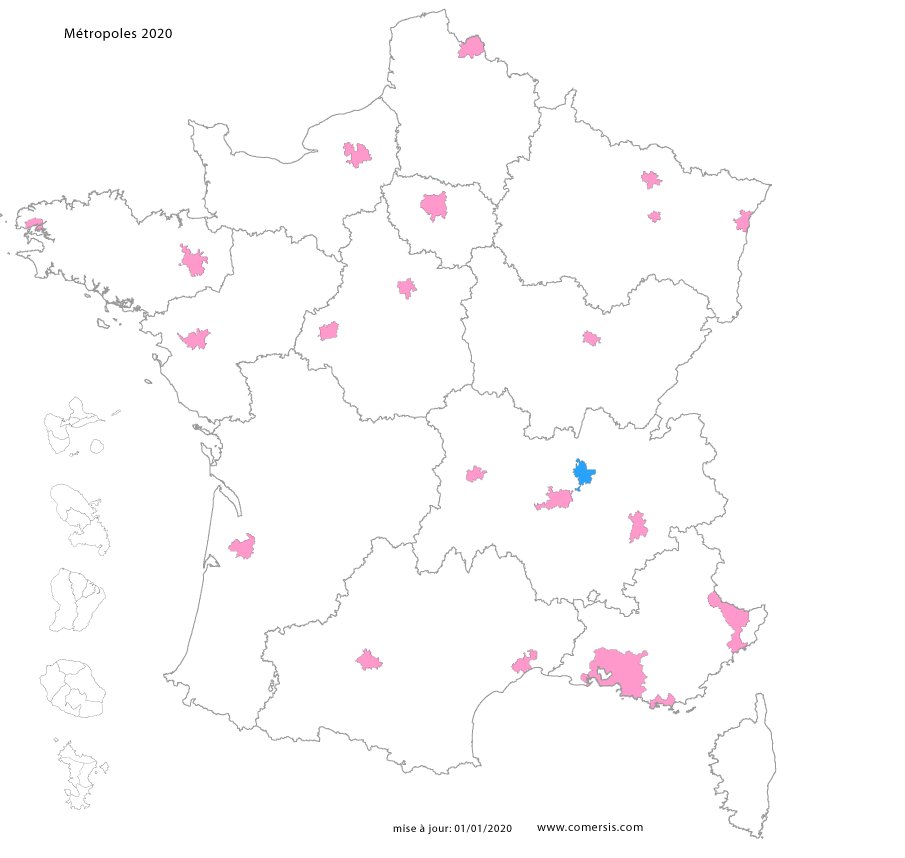 carte de France des métropoles 2020