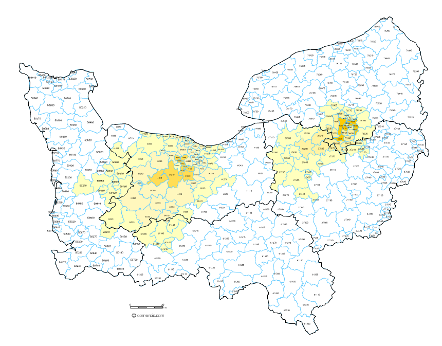 Carte Des Codes Postaux De Normandie