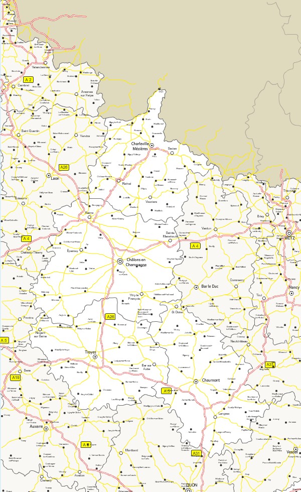 Carte des routes de Champagne-Ardenne