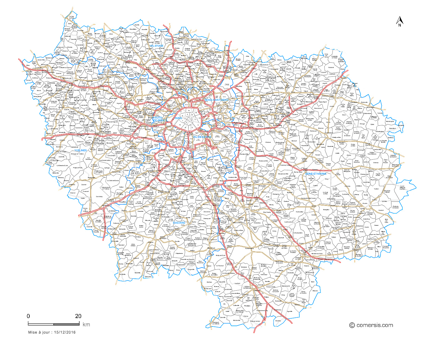 Carte des routes d'Île-de-France