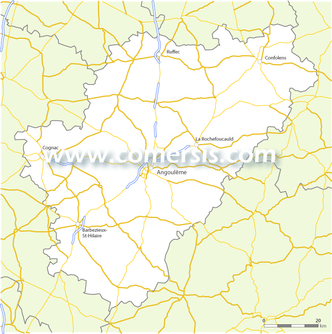 Carte des routes de la Charente