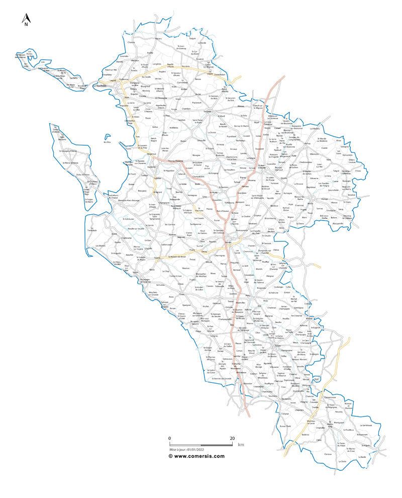 Carte des routes de la Charente-Maritime