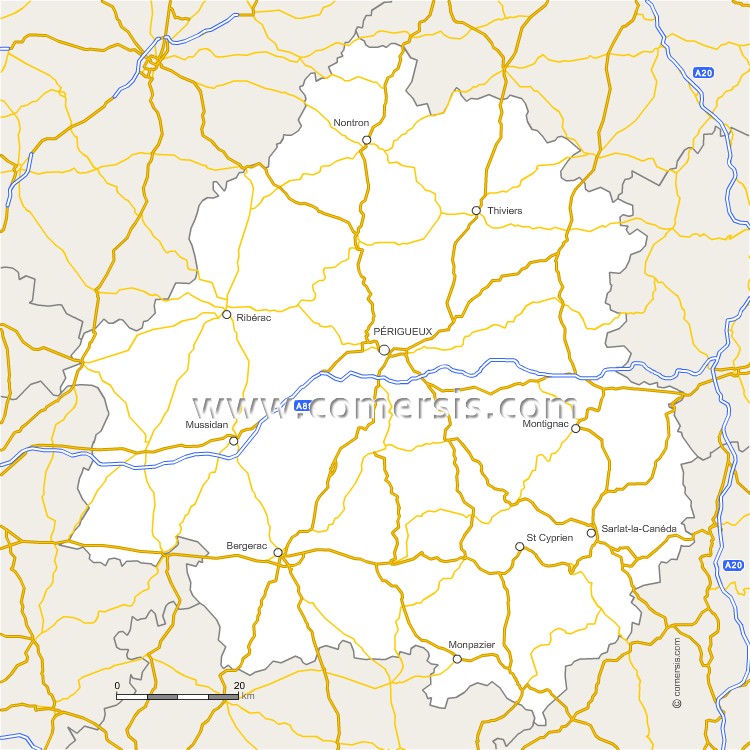 Carte des routes de la Dordogne