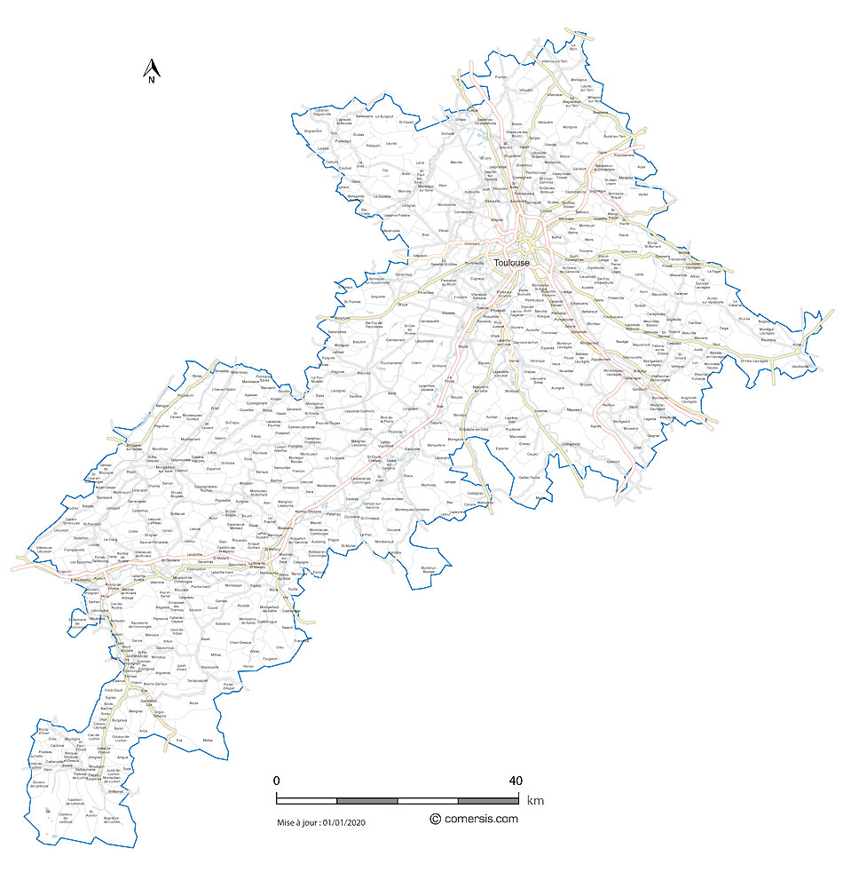 Carte des routes de la Haute-Garonne