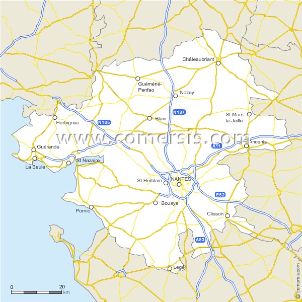 Carte des routes de la Loire-Atlantique