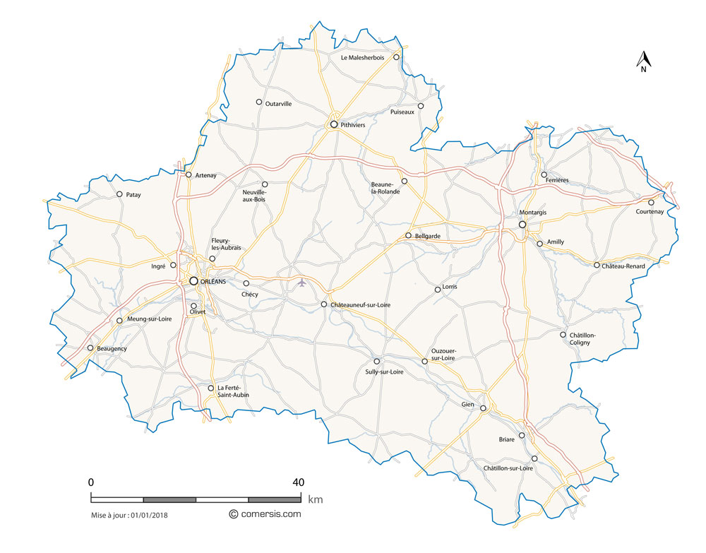 Carte des routes du Loiret