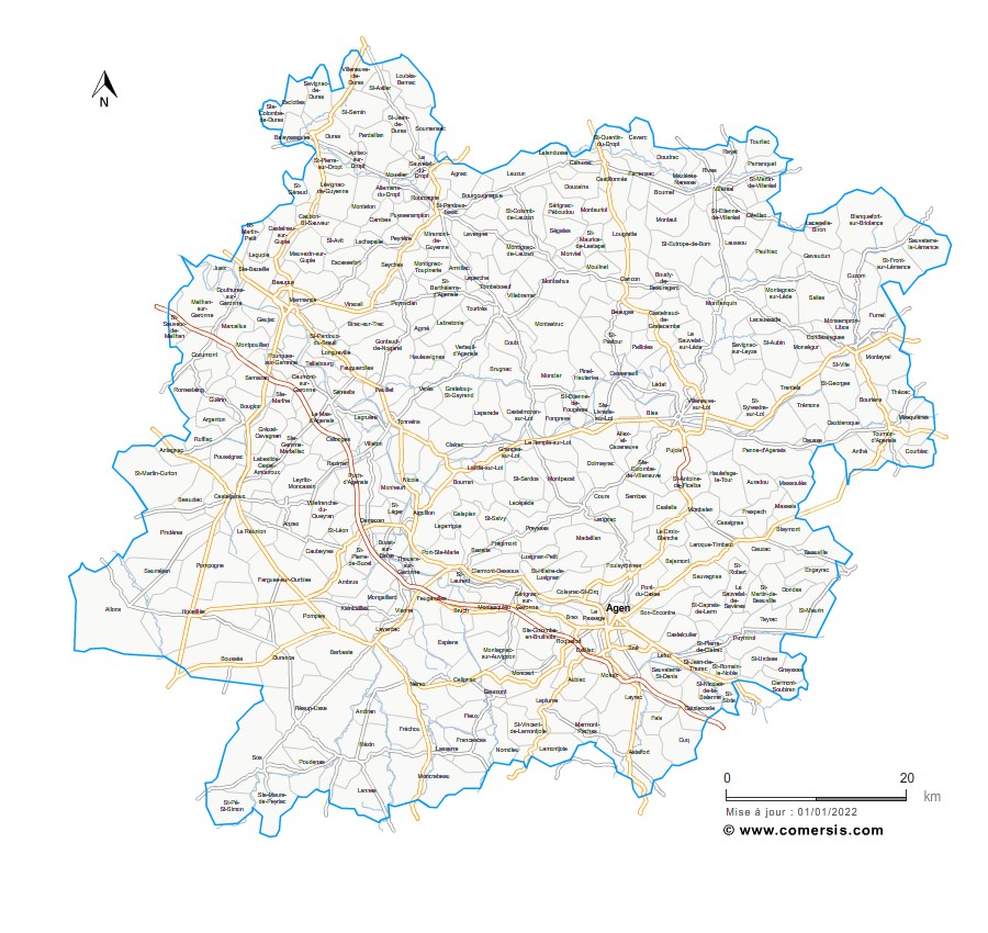 Carte des routes du Lot-et-Garonne