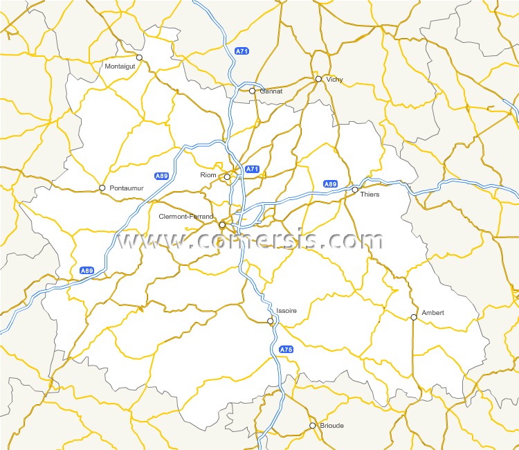 Carte des routes du Puy-de-Dôme