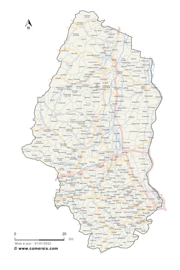 Carte des routes du Haut-Rhin
