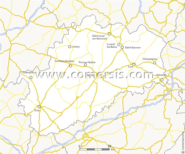 Carte des routes de la Haute-Saône