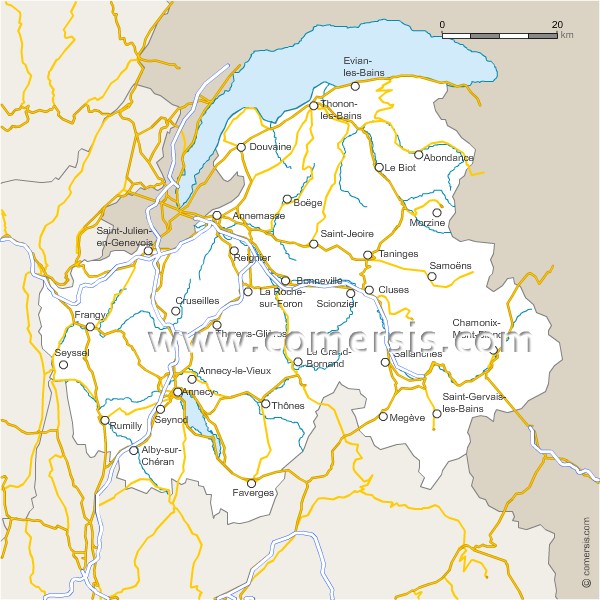 Carte des routes de la Haute-Savoie