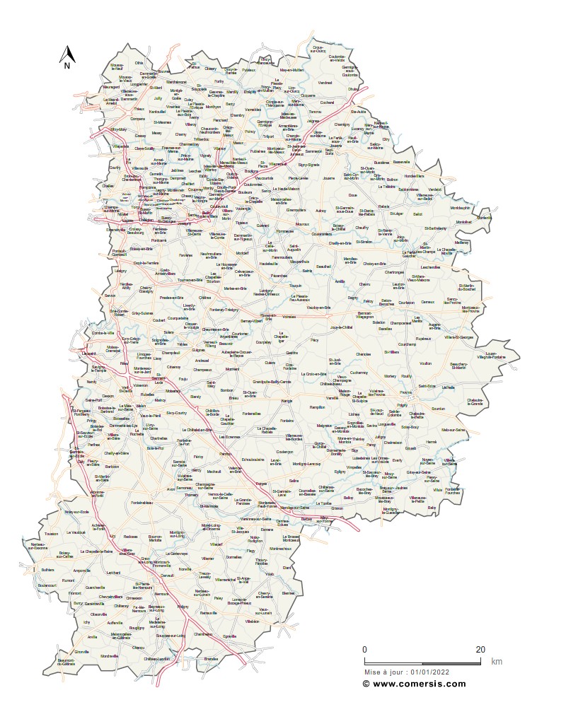 Carte des routes de Seine-et-Marne