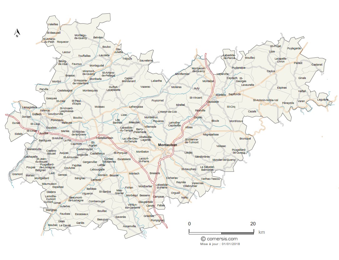 Carte des routes du Tarn-et-Garonne
