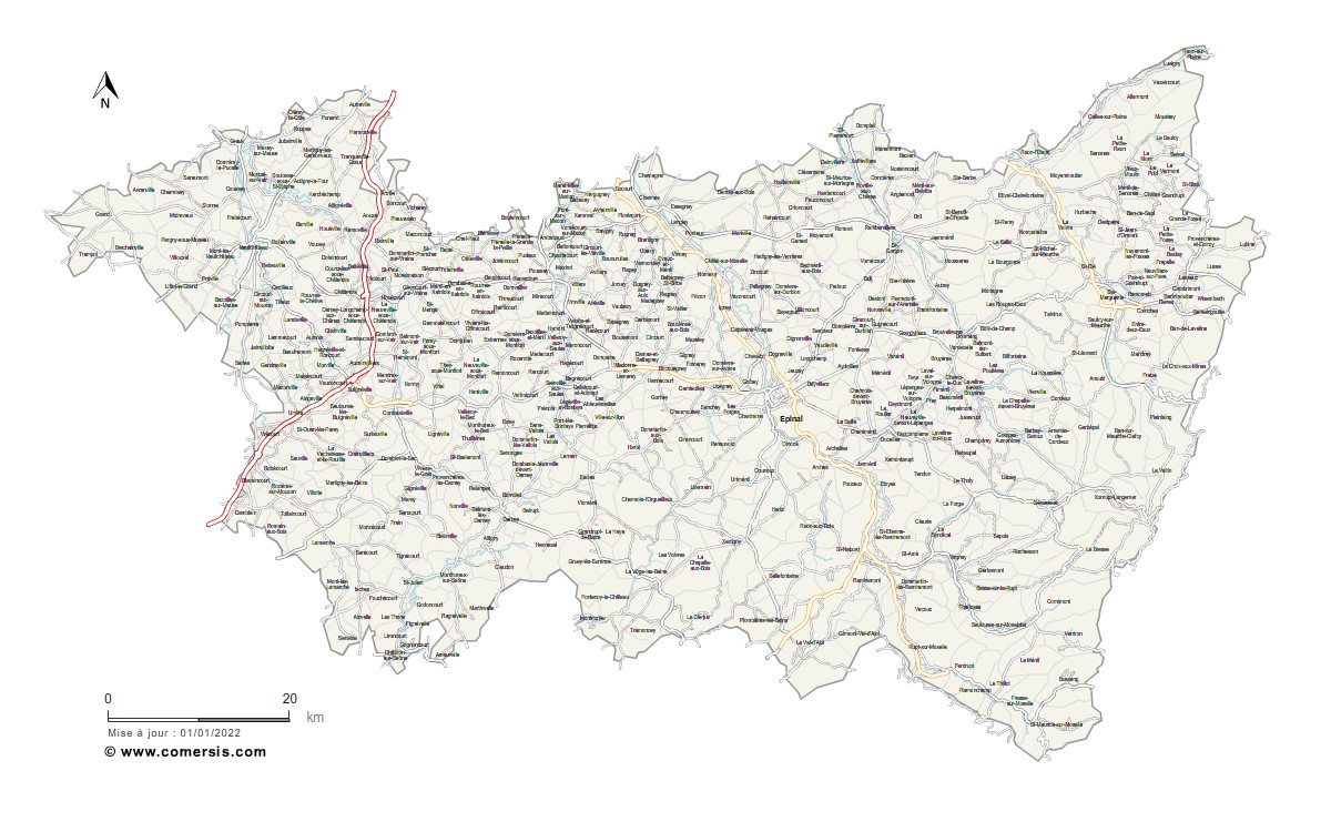 Carte des routes des Vosges