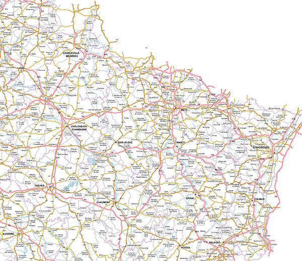 Carte des routes du Grand-Est