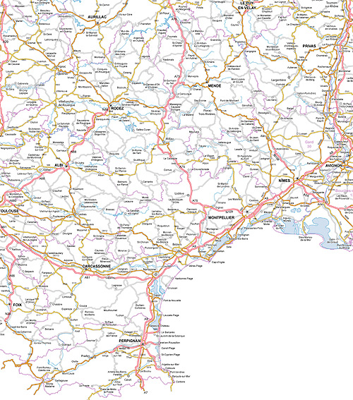 Carte des routes du Languedoc-Roussillon