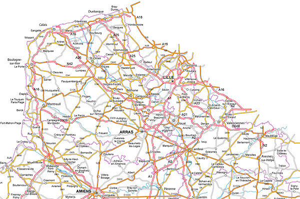 Carte des routes du Nord-Pas-de-Calais
