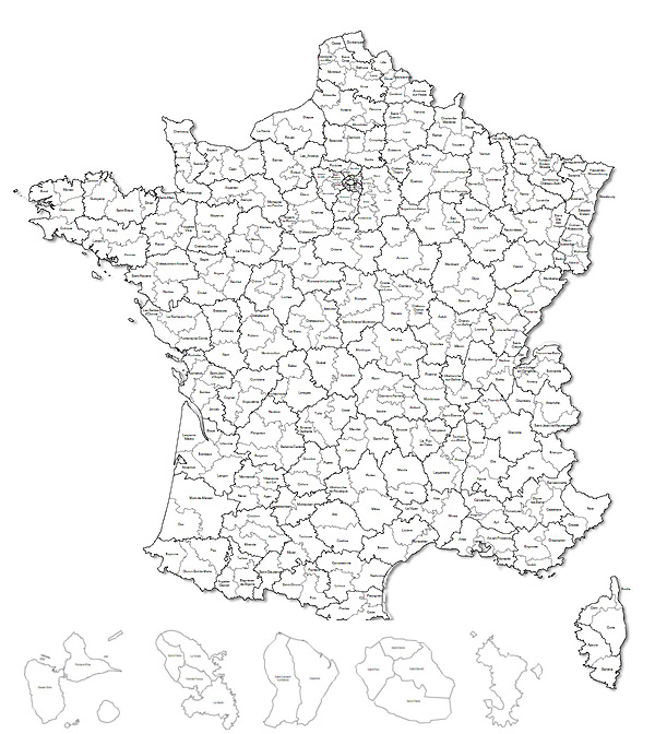 Carte des arrondissements de France