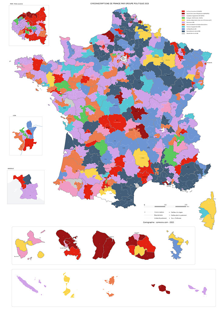 Carte des circonscriptions de France 2022