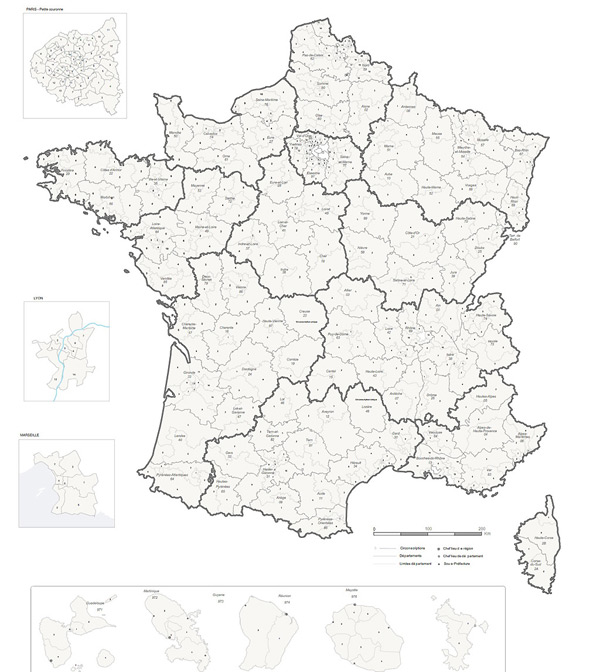 Carte des circonscriptions électorales de France