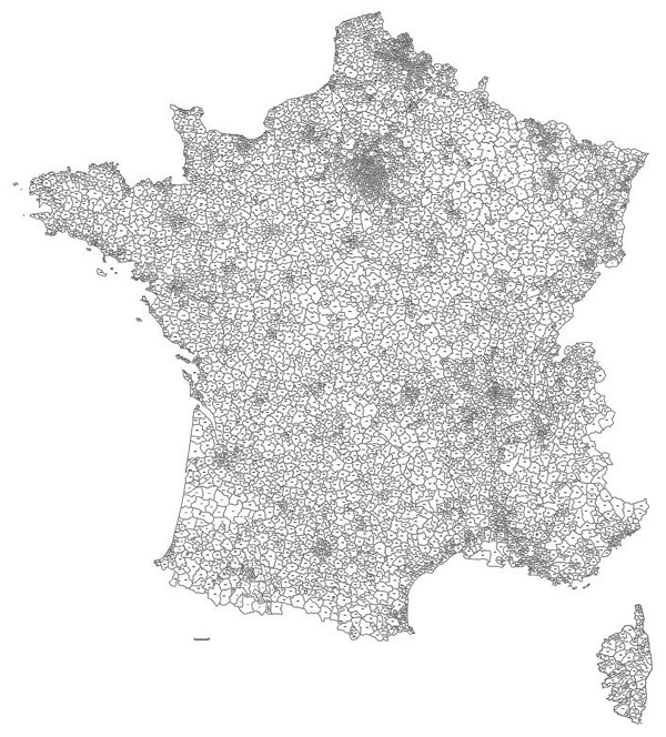 Carte des codes postaux de France