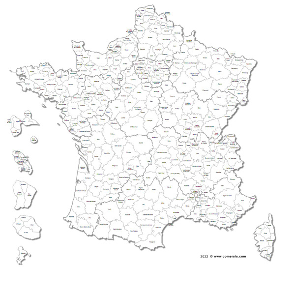 Carte des zones d'emploi de France