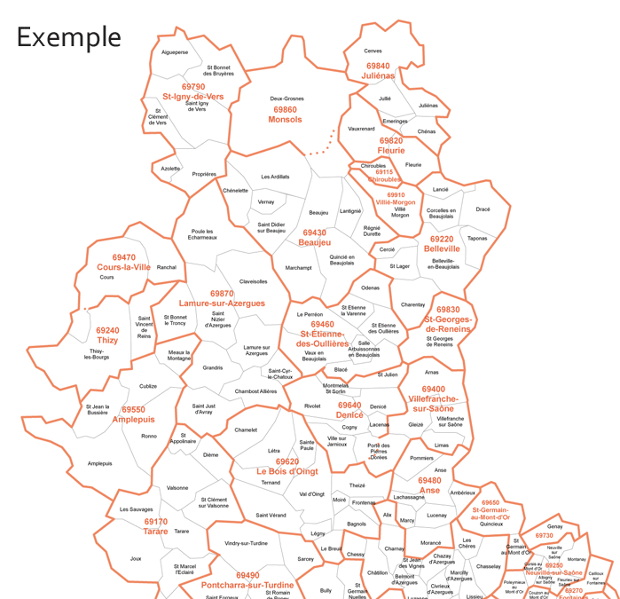 Carte des communes et codes postaux de l'Allier