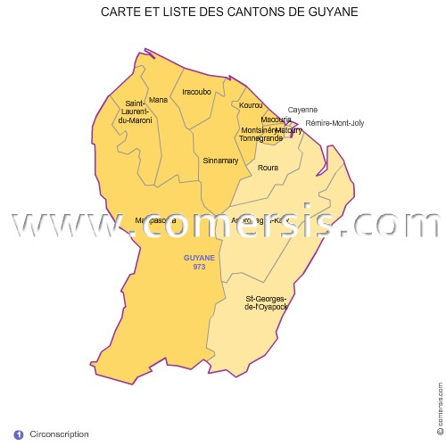 Carte des anciens cantons de la Guyane