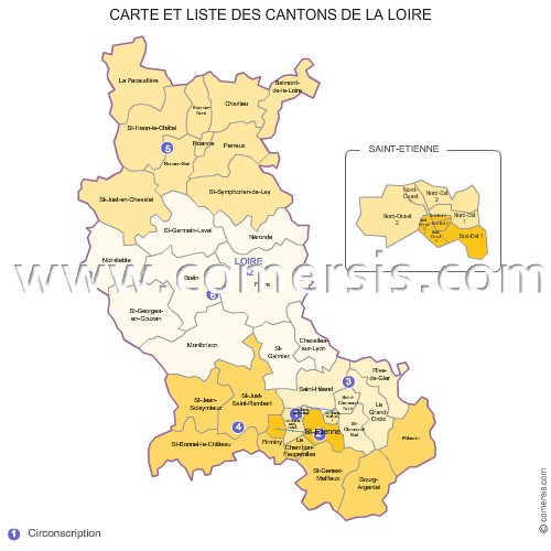Carte des anciens cantons de la Loire