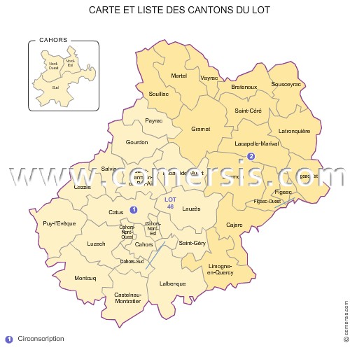 Carte des anciens cantons du Lot