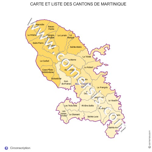 Carte des anciens cantons de la Martinique