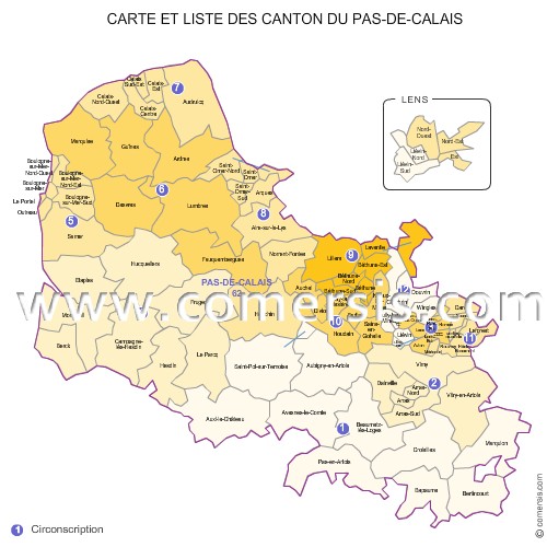 Carte des anciens cantons du Pas-de-Calais