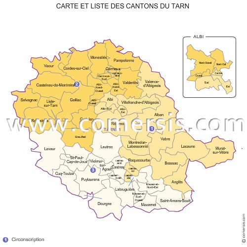 Carte des anciens cantons du Tarn