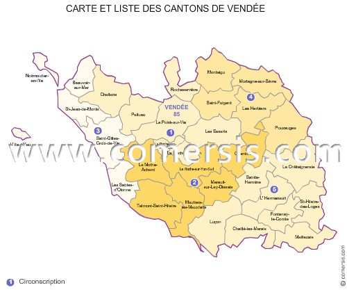 Carte des anciens cantons de la Vendée