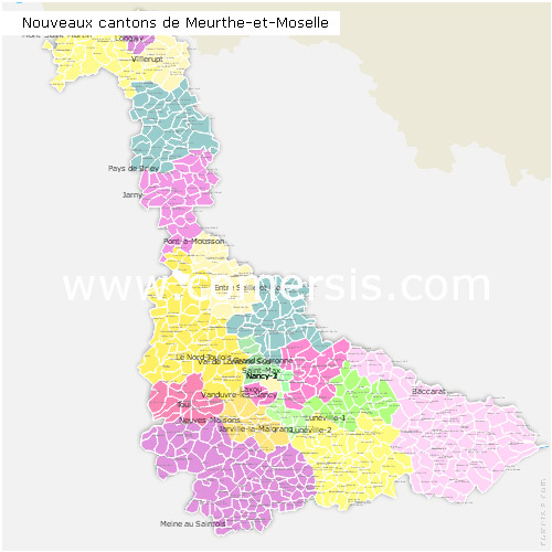 Meurthe-et-Moselle counties map with names ( France ) for Word and Excel.