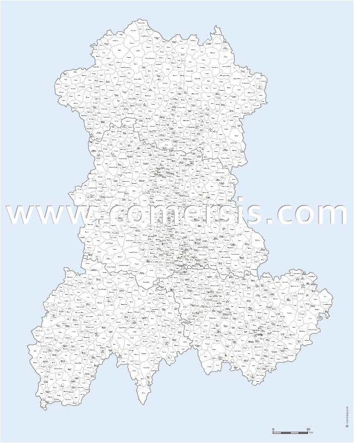 Carte des communes d'Auvergne