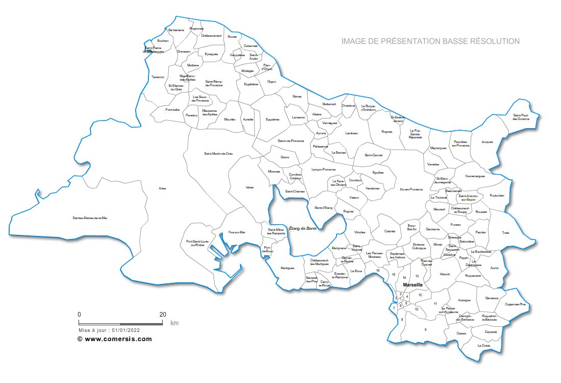 Carte Personnalisable Des Villes Et Communes Des Bouches Du Rhone