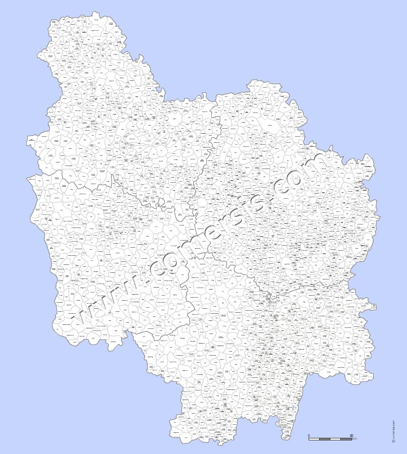 Carte des communes de Bourgogne