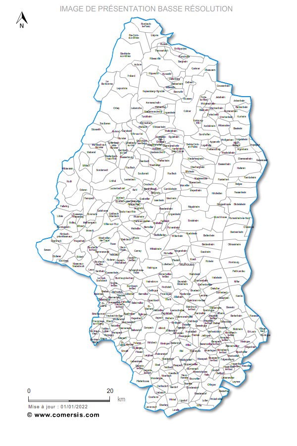 Carte des villes et communes du Haut-Rhin