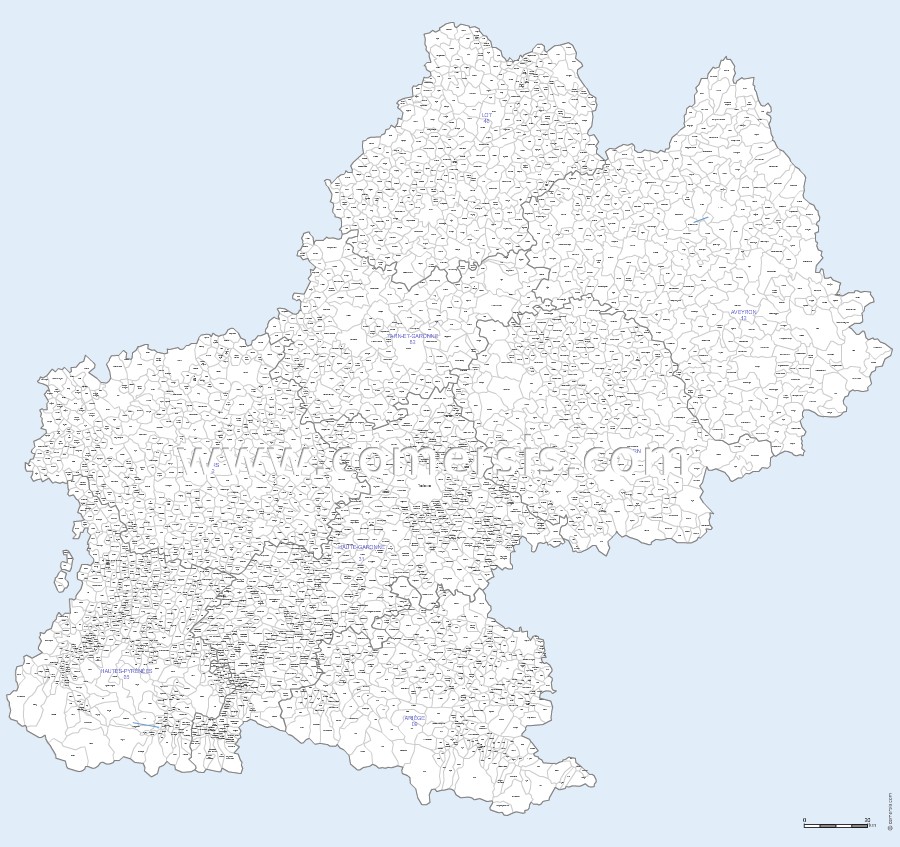 Carte des communes de Midi-Pyrénées