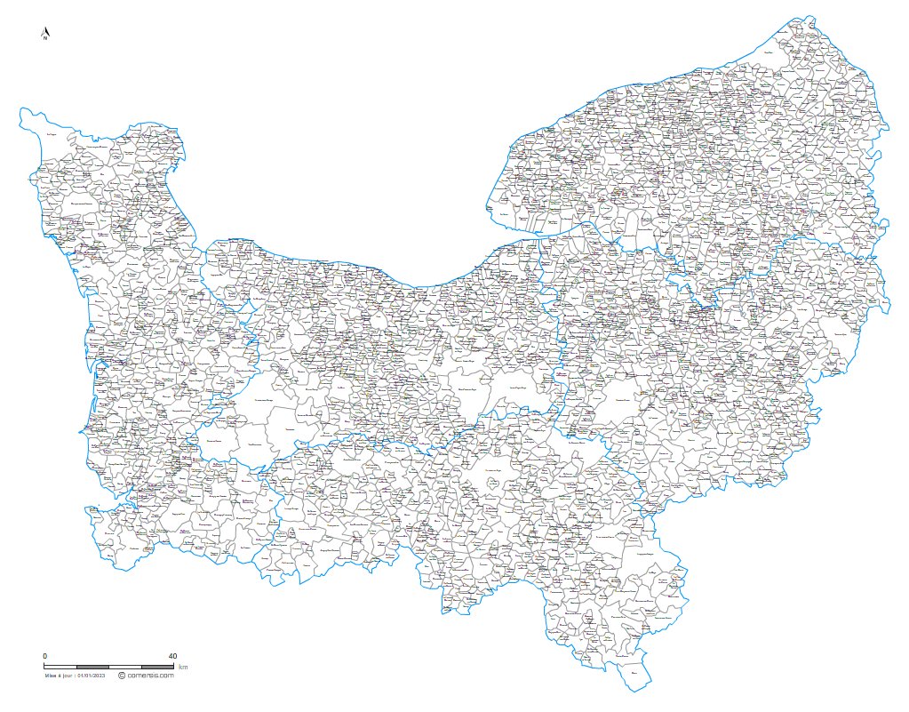 Carte des communes de Normandie