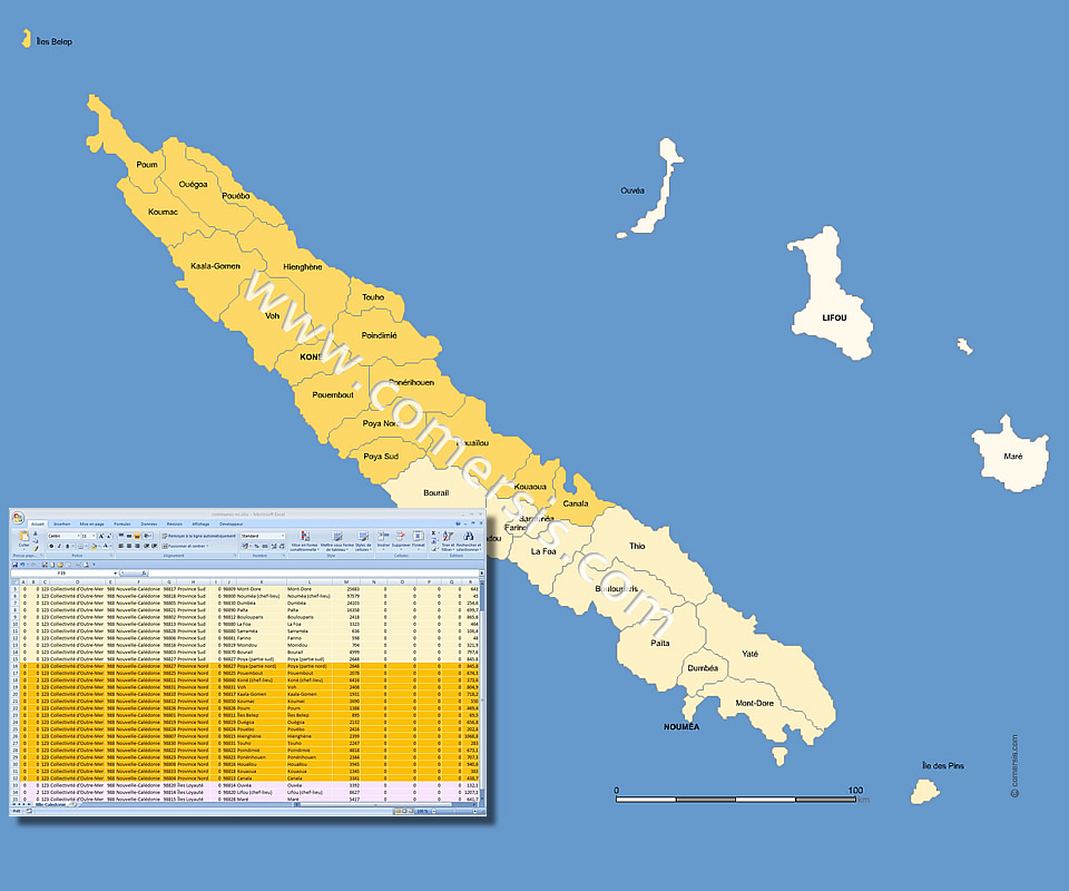 Carte Personnalisable Des Villes Et Communes De Nouvelle Caledonie