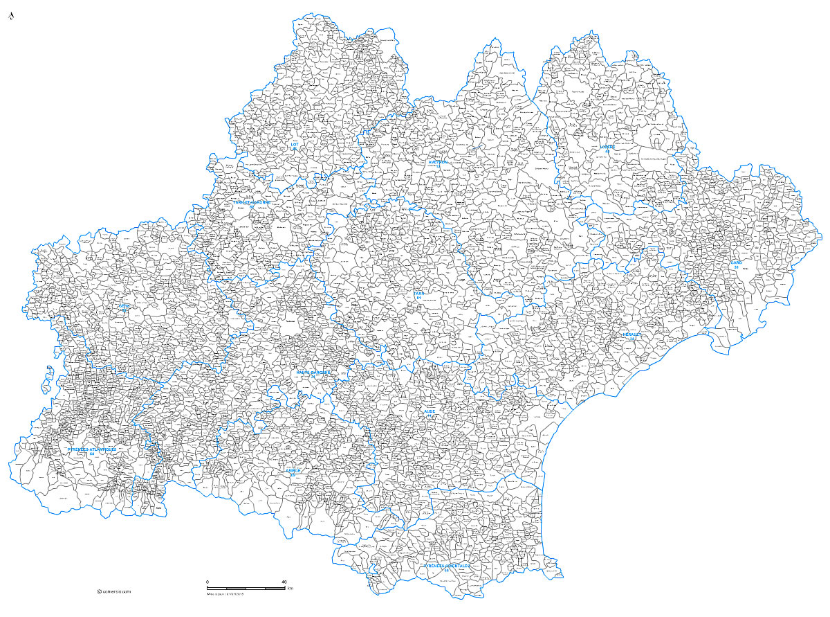 Carte des communes d'Occitanie