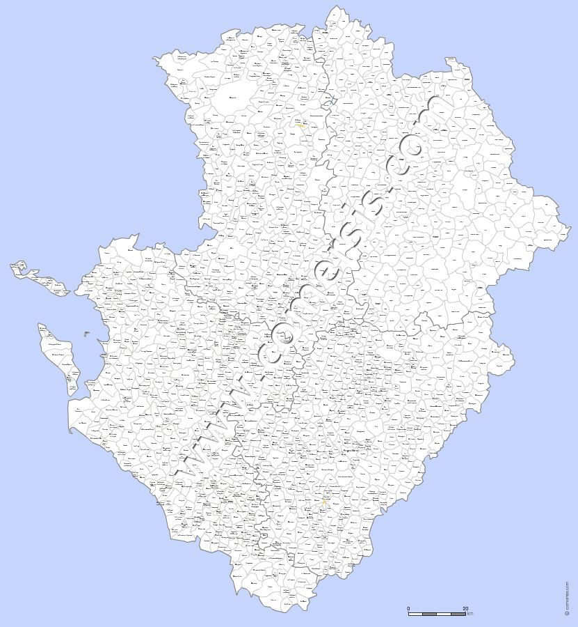 Carte des communes du Poitou-Charentes