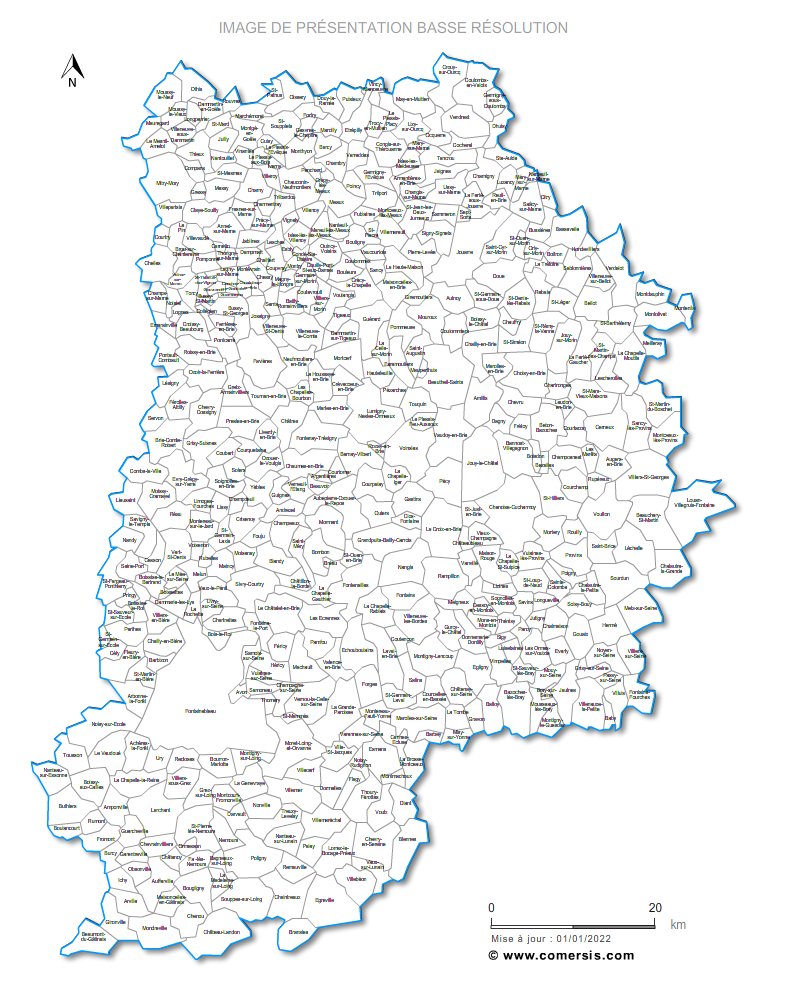 Carte des villes et communes de Seine-et-Marne