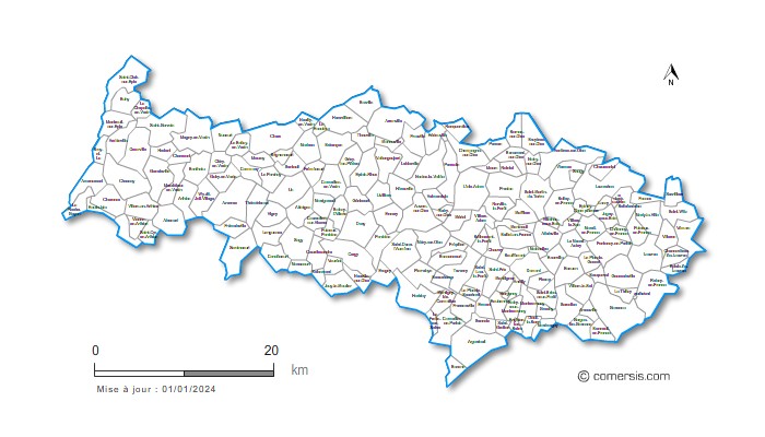 Carte des communes nommées du Val-d'Oise
