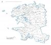 carte des villes et villages du  Finistère